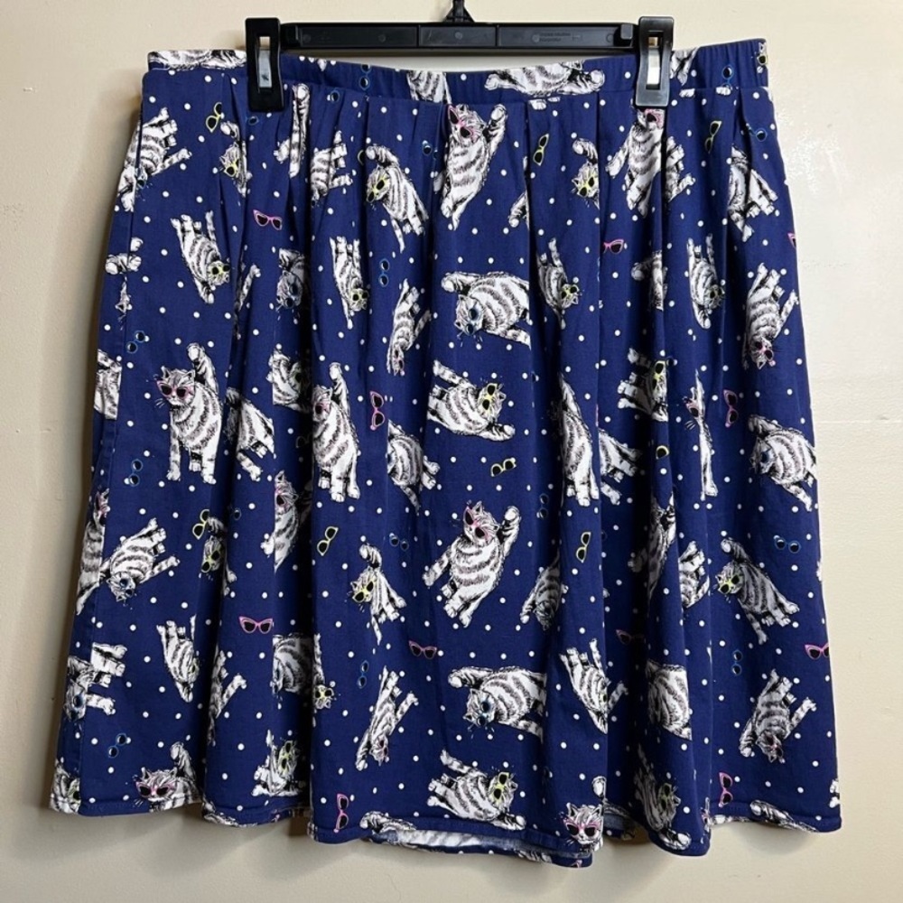 Chic Blue Animal Print A-Line Skirt